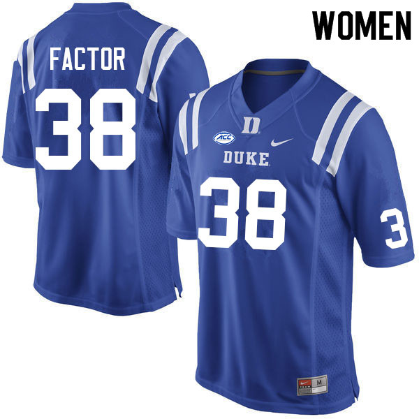 Women #38 Memorable Factor Duke Blue Devils College Football Jerseys Sale-Blue